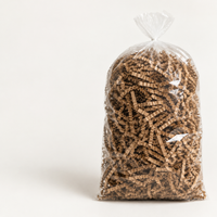 Shredded cardboard bagged and ready to collect
